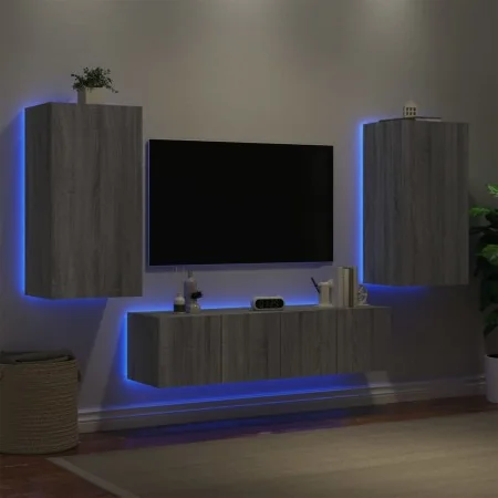 Muebles TV pared con LED 4 pzas madera ingeniería gris Sonoma von , TV-Möbel - Ref: Foro24-3216851, Preis: 198,55 €, Rabatt: %