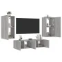 Muebles TV pared con LED 4 pzas madera ingeniería gris Sonoma von , TV-Möbel - Ref: Foro24-3216851, Preis: 198,55 €, Rabatt: %