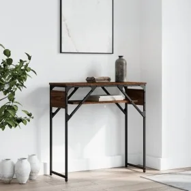 Mesa consola estante madera ingeniería marrón roble 75x30x75 cm by , Side tables - Ref: Foro24-837801, Price: 37,61 €, Discou...