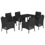 Set de comedor de jardín 7 pzas y cojines ratán sintético negro by , Garden sets - Ref: Foro24-3211931, Price: 692,62 €, Disc...