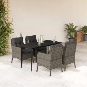 Set comedor de jardín 5 piezas con cojines ratán sintético gris by , Garden sets - Ref: Foro24-3211950, Price: 554,68 €, Disc...