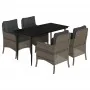 Set comedor de jardín 5 piezas con cojines ratán sintético gris von , Gartensets - Ref: Foro24-3211950, Preis: 556,43 €, Raba...
