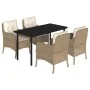 Set comedor de jardín 5 pzas con cojines ratán sintético beige by , Garden sets - Ref: Foro24-3211971, Price: 572,09 €, Disco...