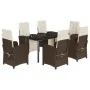 Set comedor de jardín 7 pzas con cojines ratán sintético marrón by , Garden sets - Ref: Foro24-3212553, Price: 972,13 €, Disc...
