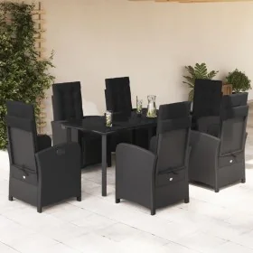 Set de comedor de jardín 7 pzas y cojines ratán sintético negro von , Gartensets - Ref: Foro24-3212539, Preis: 903,13 €, Raba...