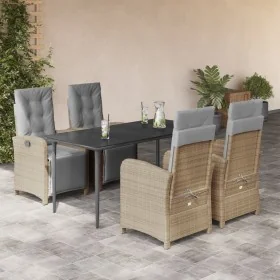 Set comedor de jardín 5 pzas con cojines ratán sintético beige by , Garden sets - Ref: Foro24-3212587, Price: 732,04 €, Disco...