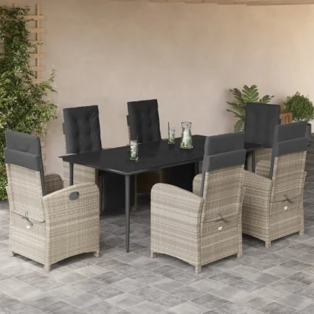 Set comedor jardín 7 pzas y cojines ratán sintético gris claro von , Gartensets - Ref: Foro24-3212603, Preis: 1,00 €, Rabatt: %