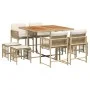 Set comedor de jardín 9 pzas con cojines ratán sintético beige by , Garden sets - Ref: Foro24-3211504, Price: 431,86 €, Disco...
