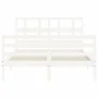 Weißer Massivholzbettrahmen mit Kopfteil 140x190 cm von vidaXL, Betten und Lattenroste - Ref: Foro24-3194812, Preis: 130,70 €...