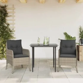 Set comedor de jardín 3 pzas cojines ratán sintético gris claro von , Gartensets - Ref: Foro24-3211990, Preis: 311,64 €, Raba...