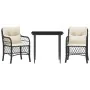 Mesita y sillas con cojines 3 piezas ratán sintético negro von , Gartensets - Ref: Foro24-3212082, Preis: 308,55 €, Rabatt: %
