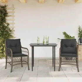 Sillas y mesita de jardín con cojines 3 piezas ratán PE gris by , Garden sets - Ref: Foro24-3212124, Price: 299,95 €, Discoun...