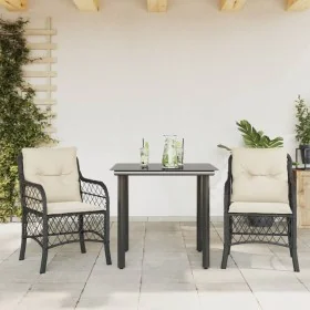Mesita y sillas con cojines 3 piezas ratán sintético negro by , Garden sets - Ref: Foro24-3212089, Price: 287,01 €, Discount: %