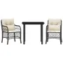 Mesita y sillas con cojines 3 piezas ratán sintético negro by , Garden sets - Ref: Foro24-3212089, Price: 287,01 €, Discount: %