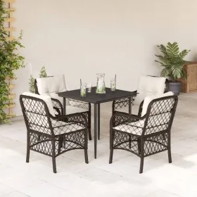 Set comedor de jardín 5 piezas y cojines ratán sintético marrón by , Garden sets - Ref: Foro24-3212111, Price: 479,27 €, Disc...