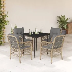 Set comedor de jardín 5 pzas con cojines ratán sintético beige by , Garden sets - Ref: Foro24-3212153, Price: 516,88 €, Disco...
