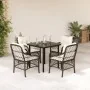 Set comedor de jardín 5 piezas y cojines ratán sintético marrón de , Conjuntos de jardín - Ref: Foro24-3212118, Precio: 458,7...