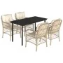 Set comedor de jardín 5 pzas con cojines ratán sintético beige by , Garden sets - Ref: Foro24-3212147, Price: 619,14 €, Disco...