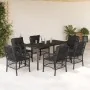 Set de comedor de jardín 7 pzas y cojines ratán sintético negro de , Conjuntos de jardín - Ref: Foro24-3212107, Precio: 700,3...