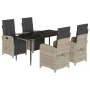Set comedor de jardín 5 pzas cojines ratán sintético gris claro de , Conjuntos de jardín - Ref: Foro24-3212601, Precio: 711,5...