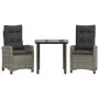 Set comedor de jardín 3 piezas con cojines ratán sintético gris de , Conjuntos de jardín - Ref: Foro24-3212792, Precio: 378,7...