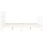 White solid wood bed frame with headboard 140x190 cm by vidaXL, Beds and slatted bases - Ref: Foro24-3194812, Price: 130,72 €...