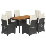 Set de comedor de jardín 7 pzas y cojines ratán sintético negro by , Garden sets - Ref: Foro24-3212657, Price: 883,20 €, Disc...