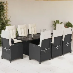 Set de comedor de jardín 9 pzas y cojines ratán sintético negro von , Gartensets - Ref: Foro24-3212681, Preis: 1,00 €, Rabatt: %