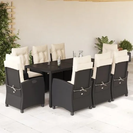 Set de comedor de jardín 9 pzas y cojines ratán sintético negro by , Garden sets - Ref: Foro24-3212634, Price: 1,00 €, Discou...