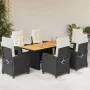 Set de comedor de jardín 7 pzas y cojines ratán sintético negro von , Gartensets - Ref: Foro24-3212704, Preis: 914,02 €, Raba...