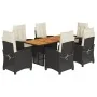 Set de comedor de jardín 7 pzas y cojines ratán sintético negro von , Gartensets - Ref: Foro24-3212704, Preis: 914,02 €, Raba...