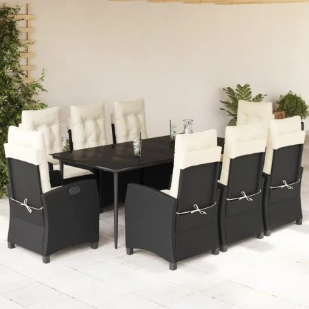 Set de comedor de jardín 9 pzas y cojines ratán sintético negro von , Gartensets - Ref: Foro24-3212731, Preis: 1,00 €, Rabatt: %