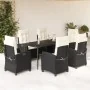 Set de comedor de jardín 7 pzas y cojines ratán sintético negro von , Gartensets - Ref: Foro24-3212727, Preis: 850,35 €, Raba...