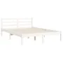 White solid wood bed frame with headboard 140x190 cm by vidaXL, Beds and slatted bases - Ref: Foro24-3194812, Price: 130,72 €...