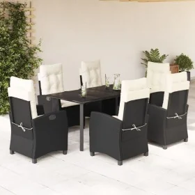 Set de comedor de jardín 7 pzas y cojines ratán sintético negro von , Gartensets - Ref: Foro24-3212738, Preis: 844,80 €, Raba...