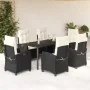 Set de comedor de jardín 7 pzas y cojines ratán sintético negro de , Conjuntos de jardín - Ref: Foro24-3212738, Precio: 829,0...