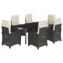 Set de comedor de jardín 7 pzas y cojines ratán sintético negro de , Conjuntos de jardín - Ref: Foro24-3212738, Precio: 829,0...