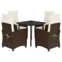Set comedor de jardín 5 piezas y cojines ratán sintético marrón de , Conjuntos de jardín - Ref: Foro24-3212773, Precio: 603,2...