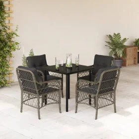 Set comedor de jardín 5 piezas con cojines ratán sintético gris von , Gartensets - Ref: Foro24-3212132, Preis: 456,04 €, Raba...