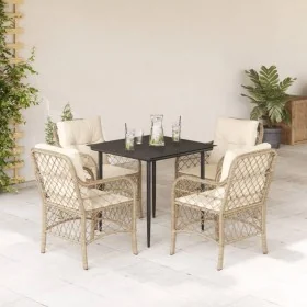 Set comedor de jardín 5 pzas con cojines ratán sintético beige by , Garden sets - Ref: Foro24-3212139, Price: 606,57 €, Disco...