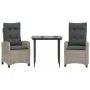 Set comedor de jardín 3 pzas cojines ratán sintético gris claro by , Garden sets - Ref: Foro24-3212842, Price: 362,93 €, Disc...