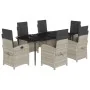 Set comedor jardín 7 pzas y cojines ratán sintético gris claro von , Gartensets - Ref: Foro24-3212849, Preis: 1,00 €, Rabatt: %