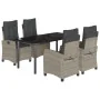 Set comedor de jardín 5 pzas cojines ratán sintético gris claro von , Gartensets - Ref: Foro24-3212856, Preis: 692,19 €, Raba...