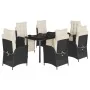 Set de comedor de jardín 7 pzas y cojines ratán sintético negro de , Conjuntos de jardín - Ref: Foro24-3213389, Precio: 914,3...