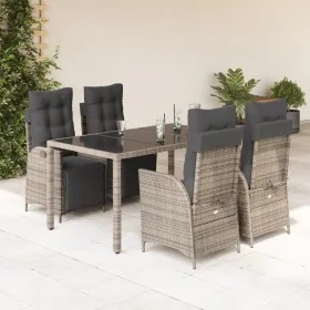 Set comedor de jardín 5 piezas con cojines ratán sintético gris by , Garden sets - Ref: Foro24-3213328, Price: 740,36 €, Disc...