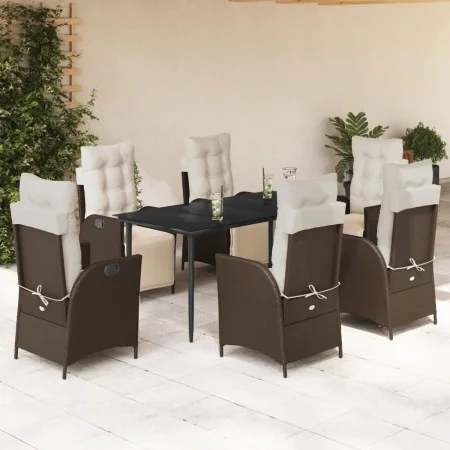 Set comedor de jardín 7 pzas con cojines ratán sintético marrón von , Gartensets - Ref: Foro24-3213410, Preis: 951,30 €, Raba...