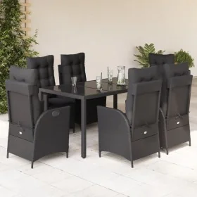Set de comedor de jardín 7 pzas y cojines ratán sintético negro de , Conjuntos de jardín - Ref: Foro24-3213323, Precio: 1,00 ...