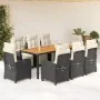 Set de comedor de jardín 9 pzas y cojines ratán sintético negro by , Garden sets - Ref: Foro24-3212905, Price: 1,00 €, Discou...