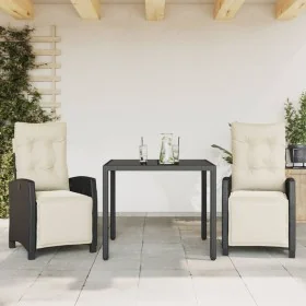 Set comedor de jardín 3 pzas con cojines ratán sintético negro von , Gartensets - Ref: Foro24-3212882, Preis: 328,67 €, Rabat...