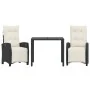 Set comedor de jardín 3 pzas con cojines ratán sintético negro by , Garden sets - Ref: Foro24-3212882, Price: 334,32 €, Disco...